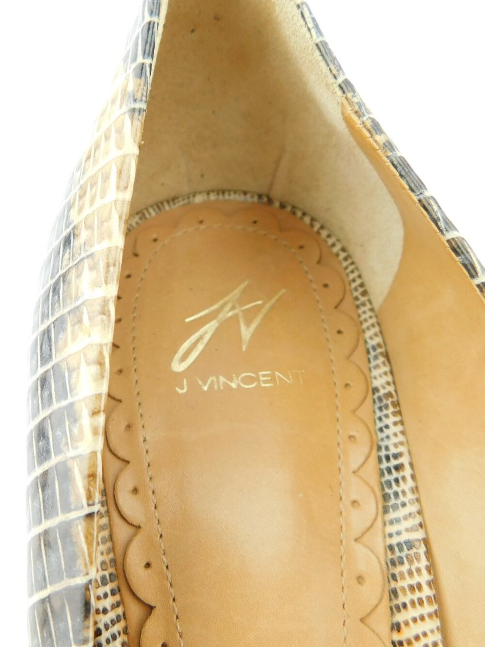 J Vincent Snake Print Leather Western Metal Tip Toe Heel Pumps 7.5 - Picture 9 of 12